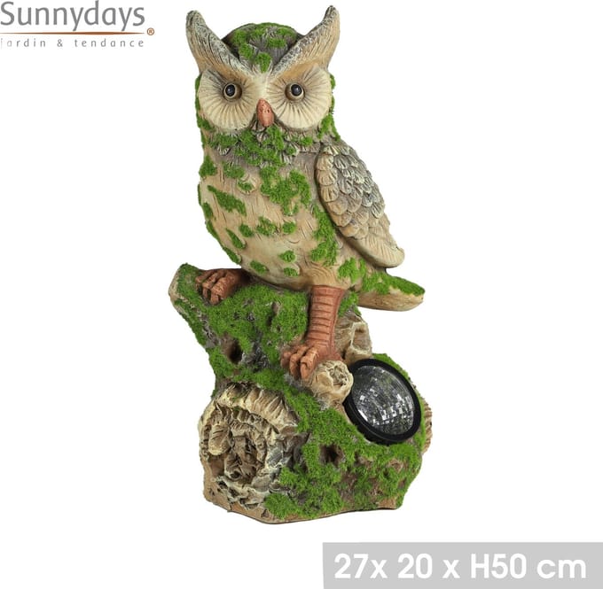 "SOLAR MOOD" Zonne-energie LED-uil van magnesium met grasflocking 27 × 20 × H50 cm