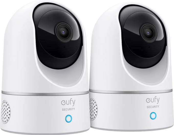 2 x Eufy by Anker 2K Indoor Camera - Zwart en wit,Bundelvoordeel