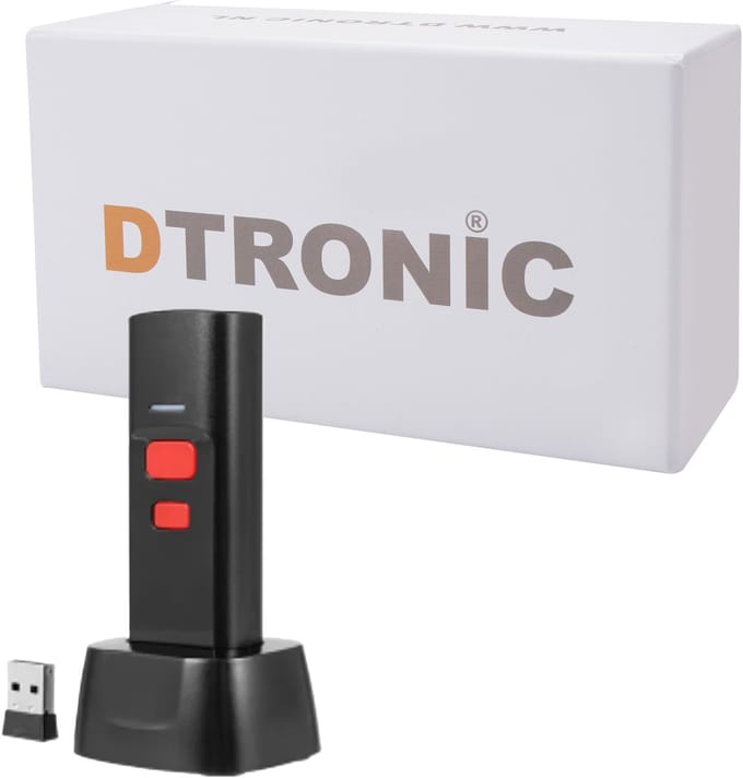 DTRONIC - DT3000 | Draadloze 2D Barcodescanner – Plug & Play – USB & Bluetooth – met oplaadstation
