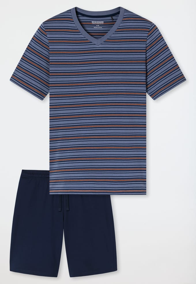 Korte pyjama met streepjes, blauwgrijs - Casual Nightwear 48