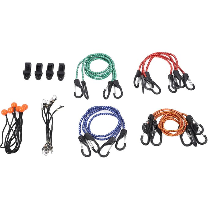 28 Stuks Set Bungee Koord Hoge Elasticiteit Rubber Sjorband met Haak voor Bagage Kamperen Tent black
