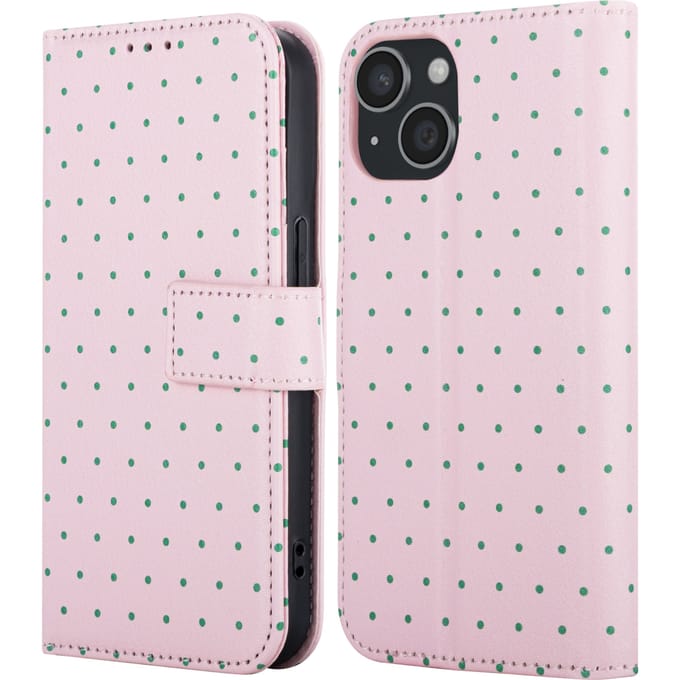 imoshion Hoesje - Geschikt voor Apple iPhone 15 - Design Bookcase smartphone - Happy Dots