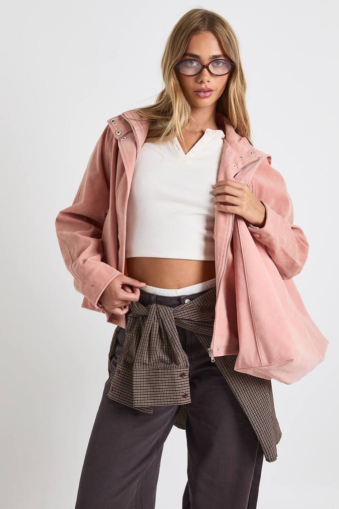 boohoo Dames Bomberjack van nep suede | Pink | Maat: 8