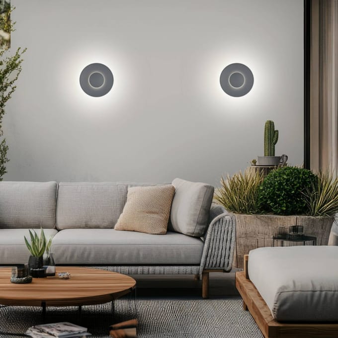 Helestra LED buiten wandlamp BUD 44, niet dimbaar, grijs, IP65