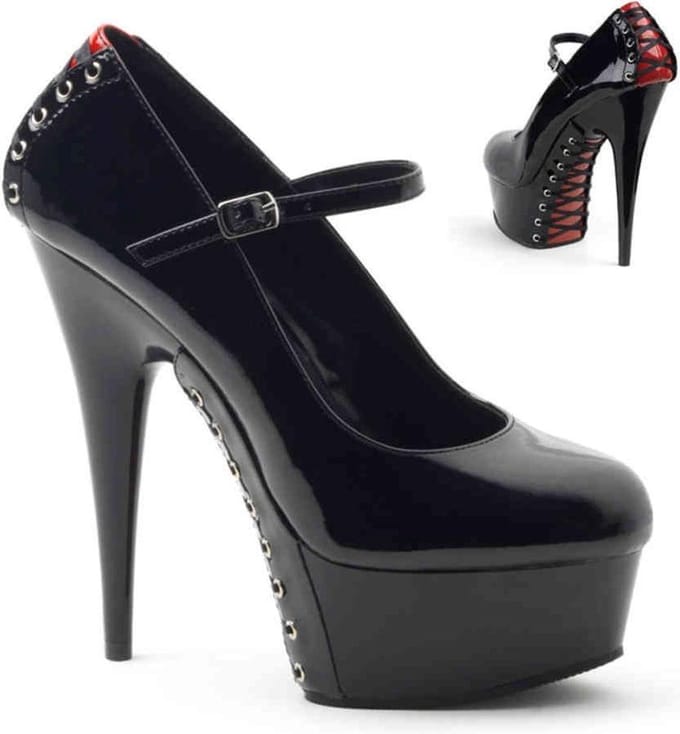 Pleaser - DELIGHT687FH Pumps - US 13 - 44 Shoes - Zwart/Rood