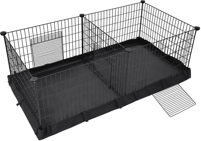 uJOY Dierenkooi - 2 Compartimenten mogelijk - Waterbestendige bodem - Ruime speelomgeving - Stevige constructie - Antislip pads