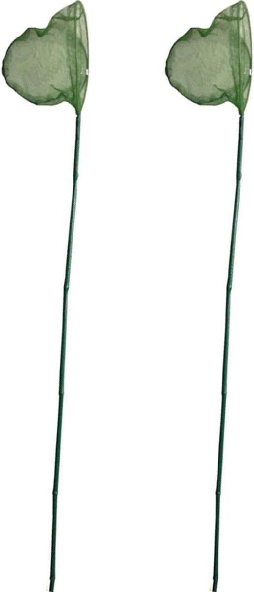 Gebro Visnet/schepnet - 2x - bamboe hout - groen - 80 cm