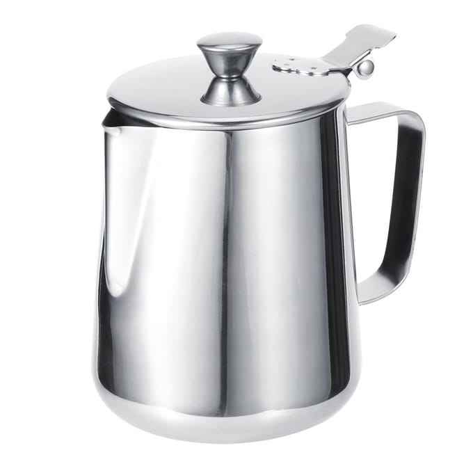 Roestvrij Staal Verdikte Melkopschuimbeker Kan Koffiekannetje Latte Art met Deksel voor Thuiskoffie Type 2