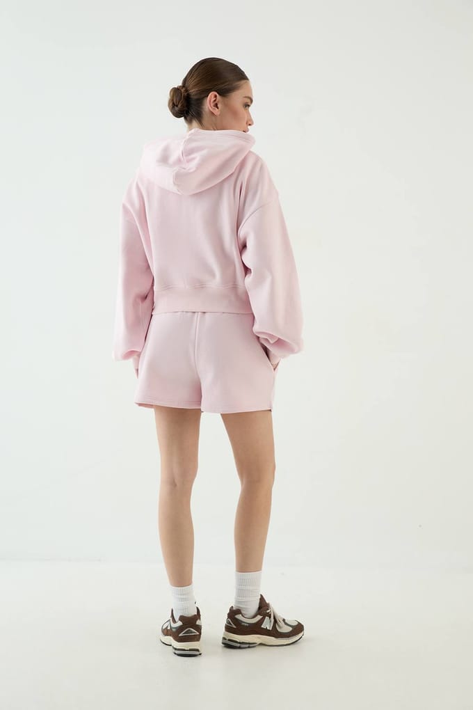 Dames Dsgn Studio Applique Sweatshort Met Losse Pasvorm | Lichtroze | Maat: Medium