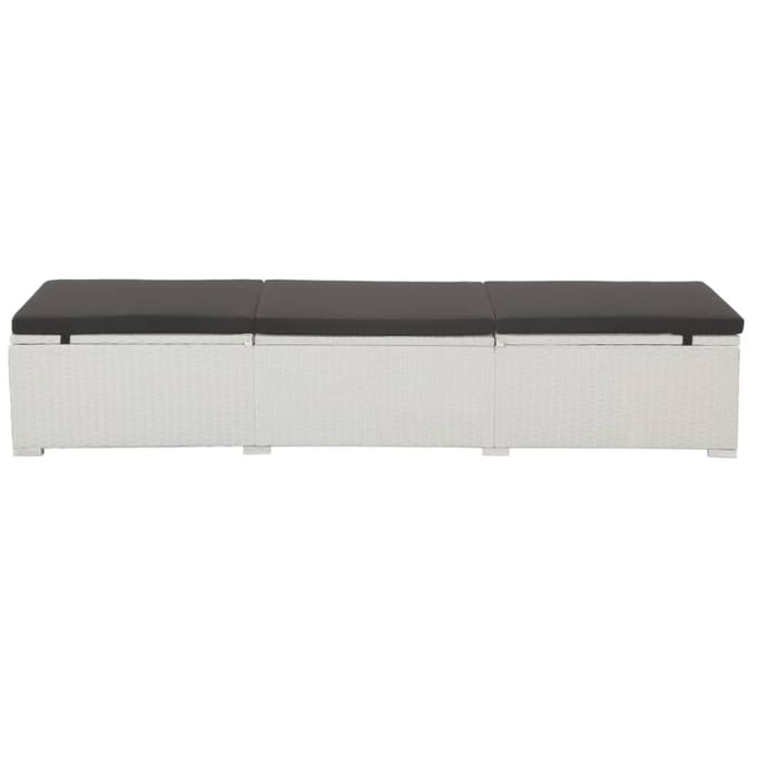 vidaXL - Ligbed - met - kussen - poly - rattan - wit