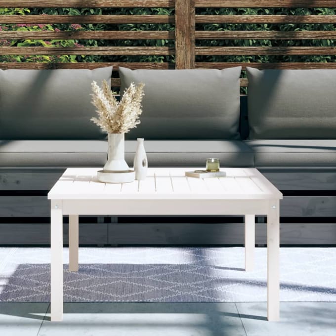 vidaXL - Tuintafel - 82,5x82,5x45 - cm - massief - grenenhout - wit