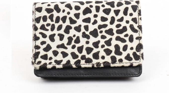 Bear Design Animal Leren Overslagportemonnee Small - Black Dot