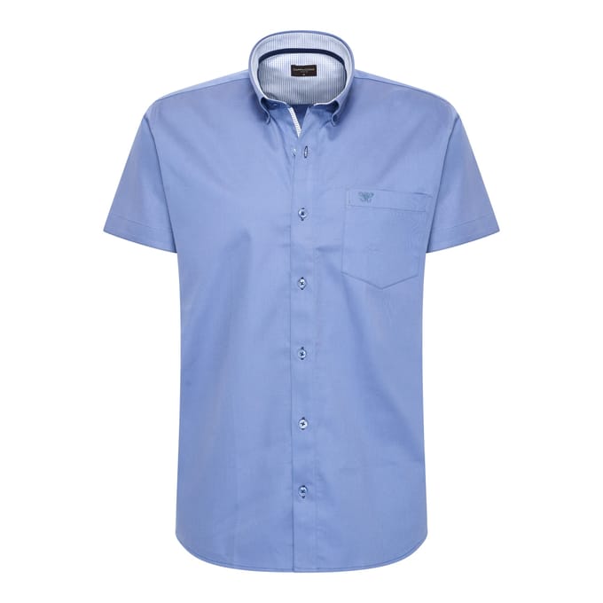 Cappuccino Italia - Heren Overhemden Toscana Stretch - Blauw - Maat M