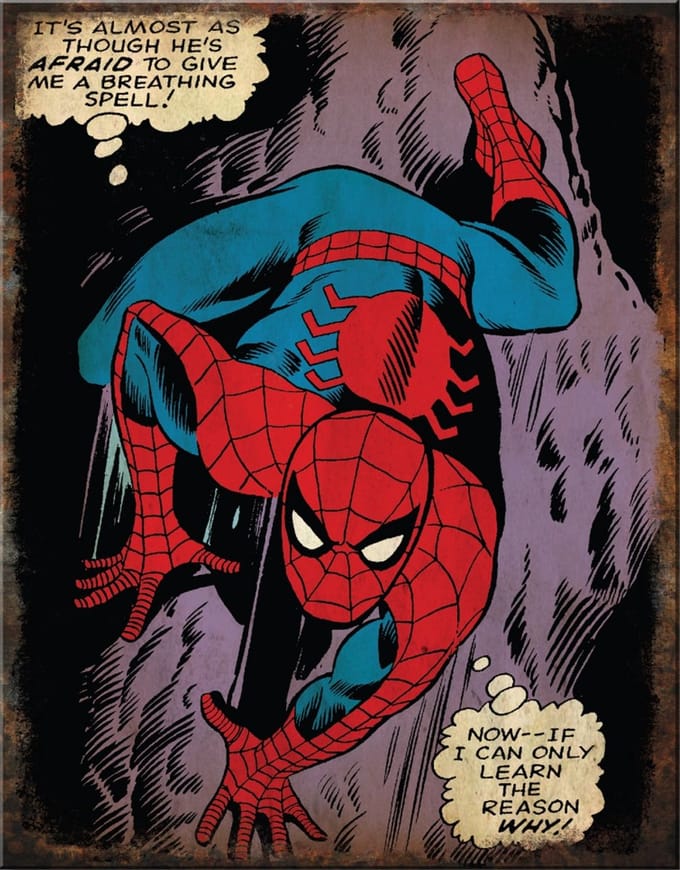 Spiderman Wall. Metalen wandbord 31,5 x 40,5 cm.