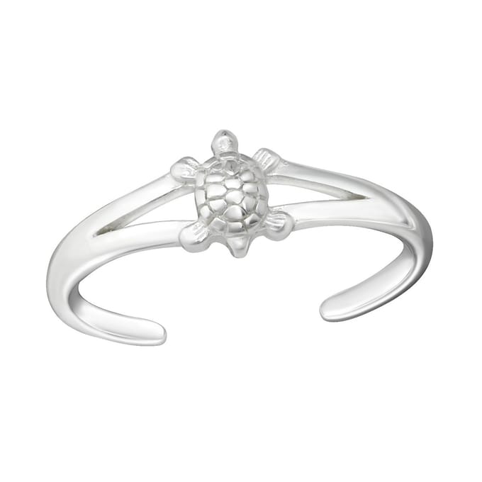 Zilveren teenring met schildpad | Turtle Toe Ring Adjustable | Sterling 925 Silver (Echt zilver)
