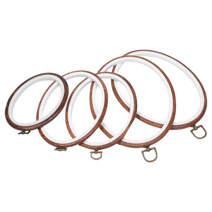 5 stuks Borduurringen Cirkel Kruissteek Ring Ovaal Frame Retro DIY Accessoire Gereedschap white