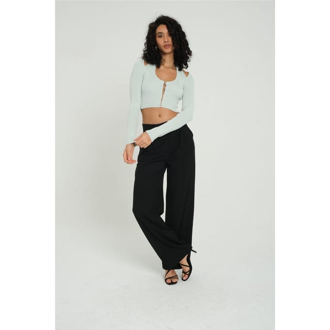 Scoopneck Geaccentueerde Verkorte Cardigan met een Ruguitsnede