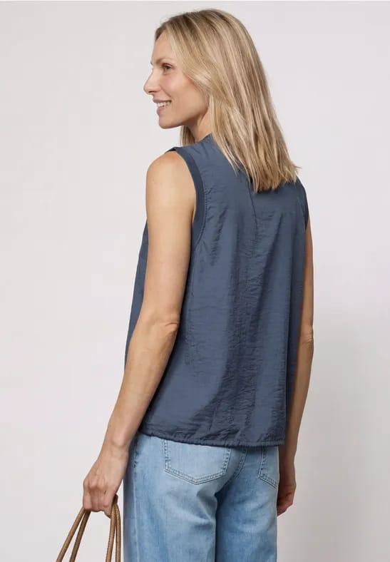 Blousetop met ronde hals en banddetail