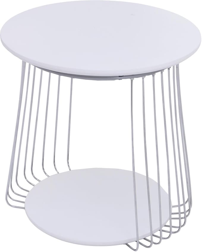 MCA salontafel MCW-P60, bijzettafel koffietafel loungetafel, metaal MDF rond Ø 50 cm ~ wit