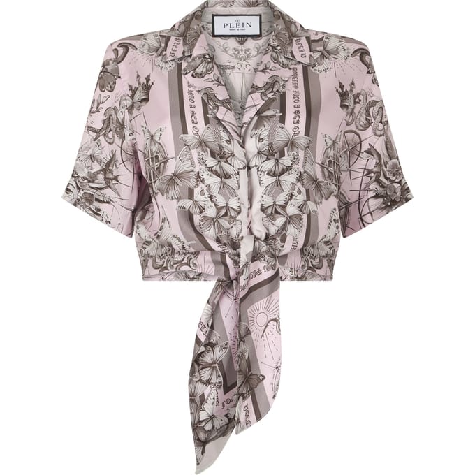Cropped Bow Shirt Butterfly Tattoo