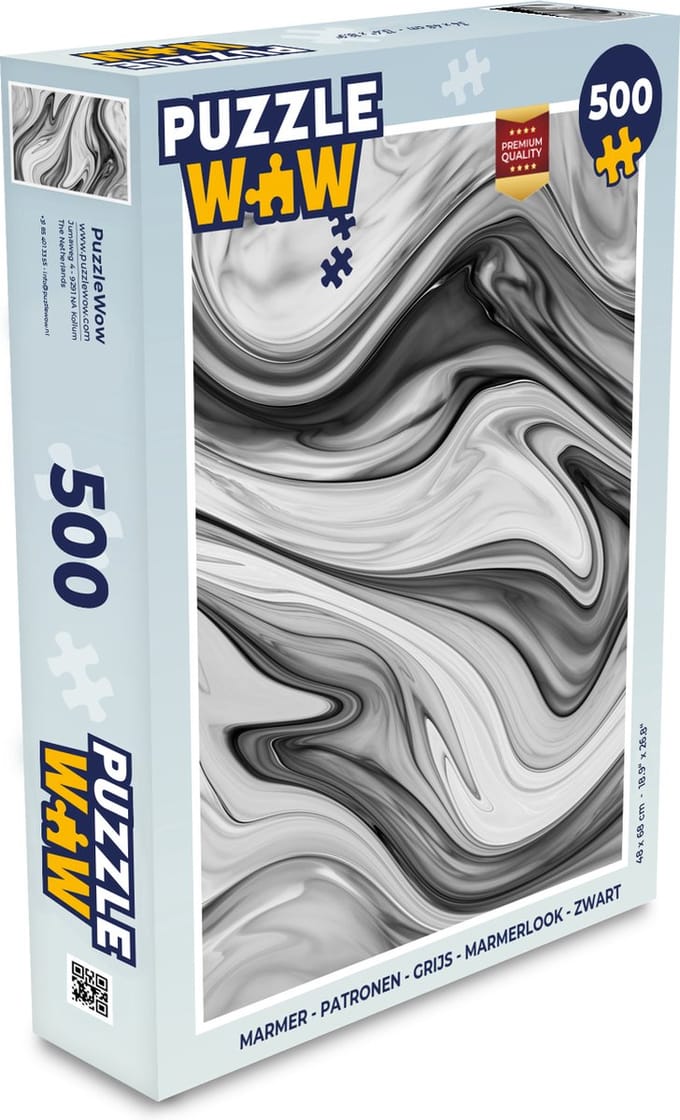 Puzzel Marmer - Patronen - Grijs - Marmerlook - Zwart - Legpuzzel - Puzzel 500 stukjes