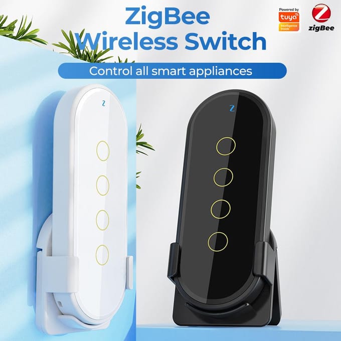 Tuya Wifi Zigbee Intelligente draadloze scène-aanraakschakelaar Home Light-afstandsbediening 2.5D zwart