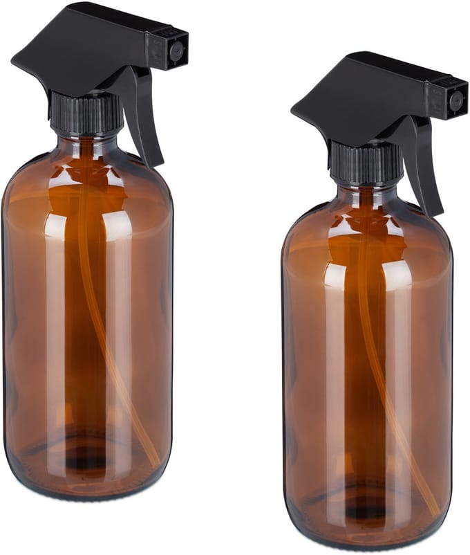 4x plantenspuit glas - 500 ml - sproeifles kapper - waterverstuiver bruin