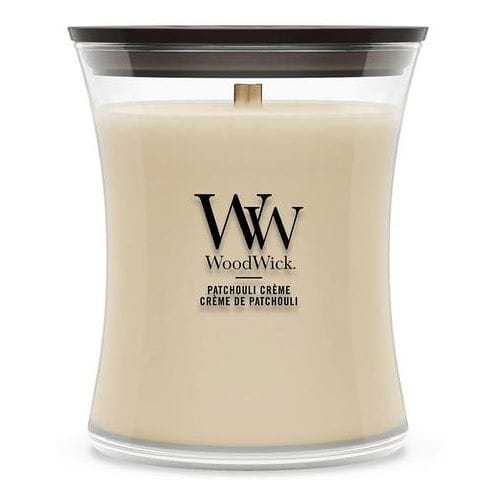 WoodWick Hourglass Medium Geurkaars - Patchouli Créme - 60 branduren