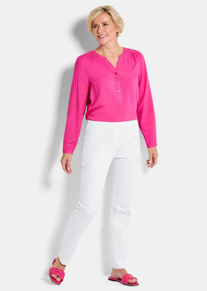 Bengaline broek LOUISA in denimlook - wit - Gr. 40 van Goldner Fashion