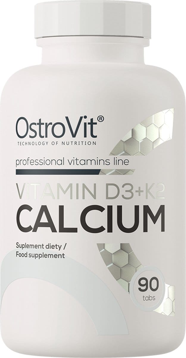 Vitaminen - Vitamin D3 + K2 + Calcium 90 Tablets OstroVit - + BeBulk Nutrition Pillendoos