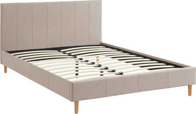 sweeek - Bed met lattenbodem en hoofdeinde, stoffen afwerking, b 202 x d 148 x h 88cm