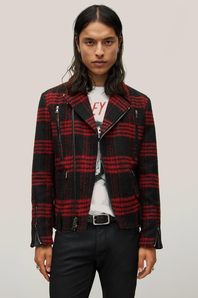 John Varvatos Tony Biker -biker Jacket, Red Rum Größe: 50 | Lederjacken Outlet | Herren | Rot
