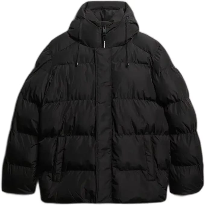 Superdry Middellange Sport Pufferjas met Capuchon Black Grootte: S