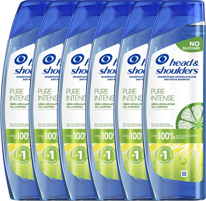 Head & Shoulders Pure Intense Oil Control Anti-Roos Shampoo - Met Citrus - 6 x 250ml