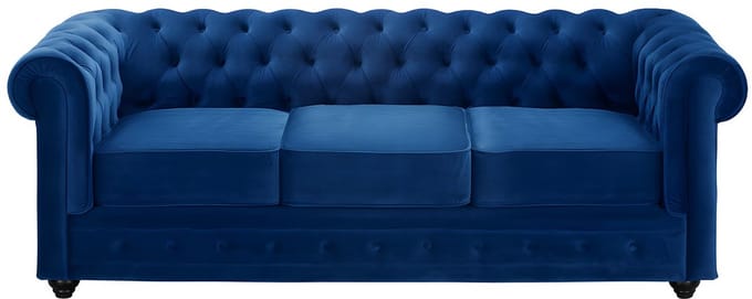 Vente-unique Zitbank CHESTERFIELD - velours - koningsblauw