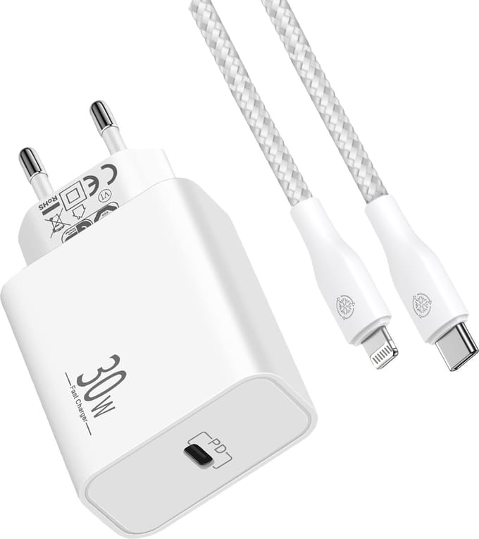 30w Snellader geschikt voor iPhone - Lightning naar usb-C - Oplaadkabel geschikt voor iPhone 14/13/12/11/X - 1 Meter