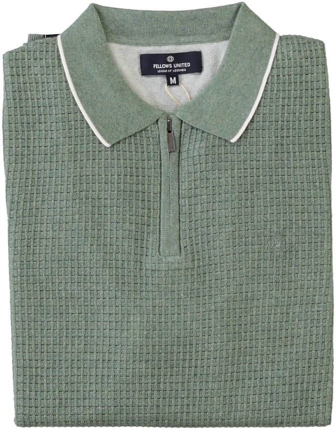 Fellows United Fellows United Pullover Lange Mouw Half Zip Structure Plated Fond Green  L