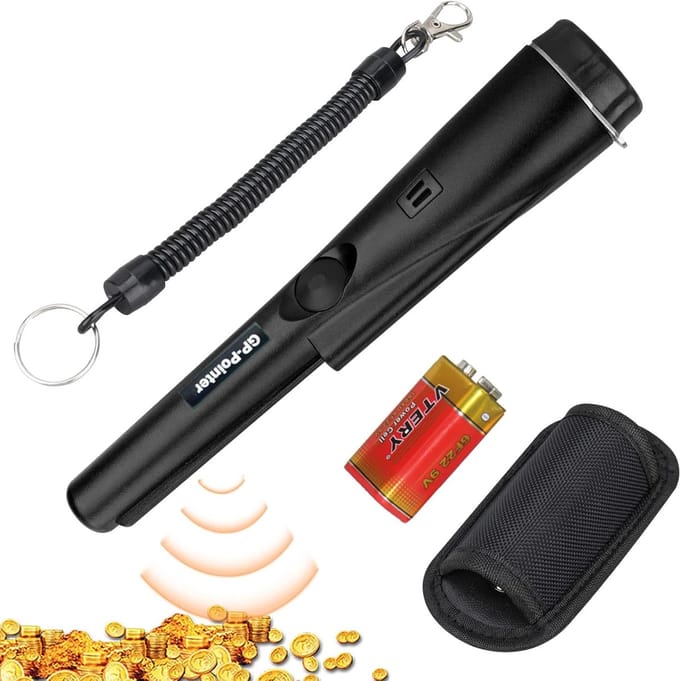 Metaaldetector Pinpointer - Goudzoeker Draagbaar - Schatzoeken Relikwieën - Volledig Waterdicht - Compact 26cm - Zwart