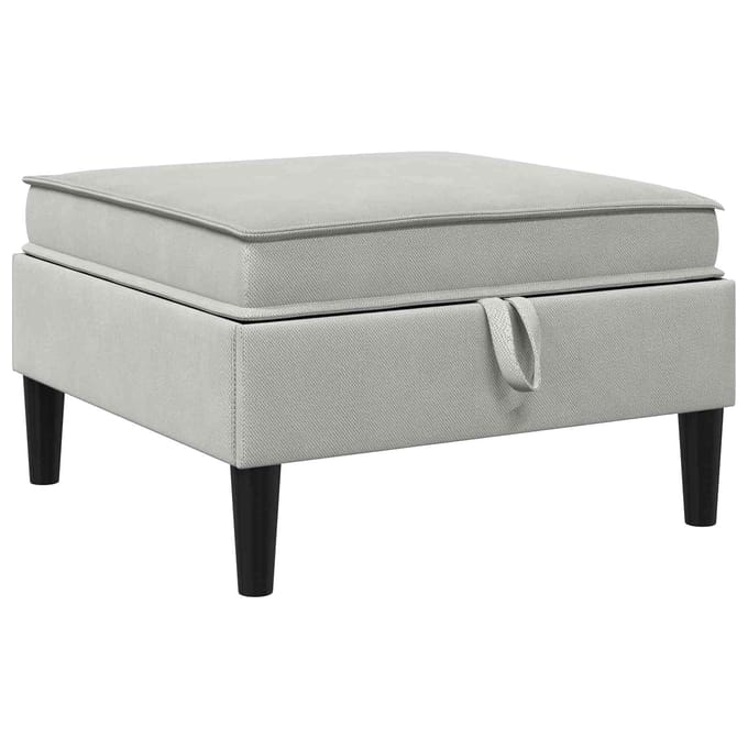 vidaXL - Sofa - Kruk - met - Opbergruimte - Lichtgrijs - Fluweel