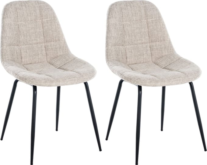 CLP Tom Set van 2 Eetkamerstoelen - Zonder armleuning - Fauteuil - creme Stof