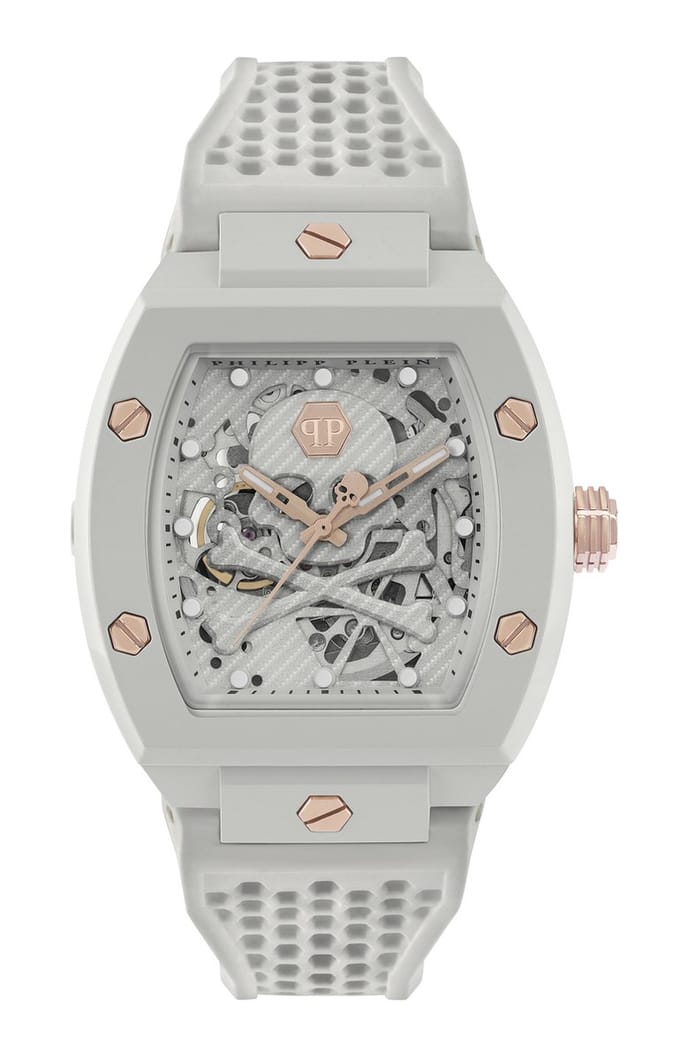 Philipp Plein The Skeleton Ecoceramic PWVBA0123 Horloge - Siliconen - Grijs - Ø 44 mm