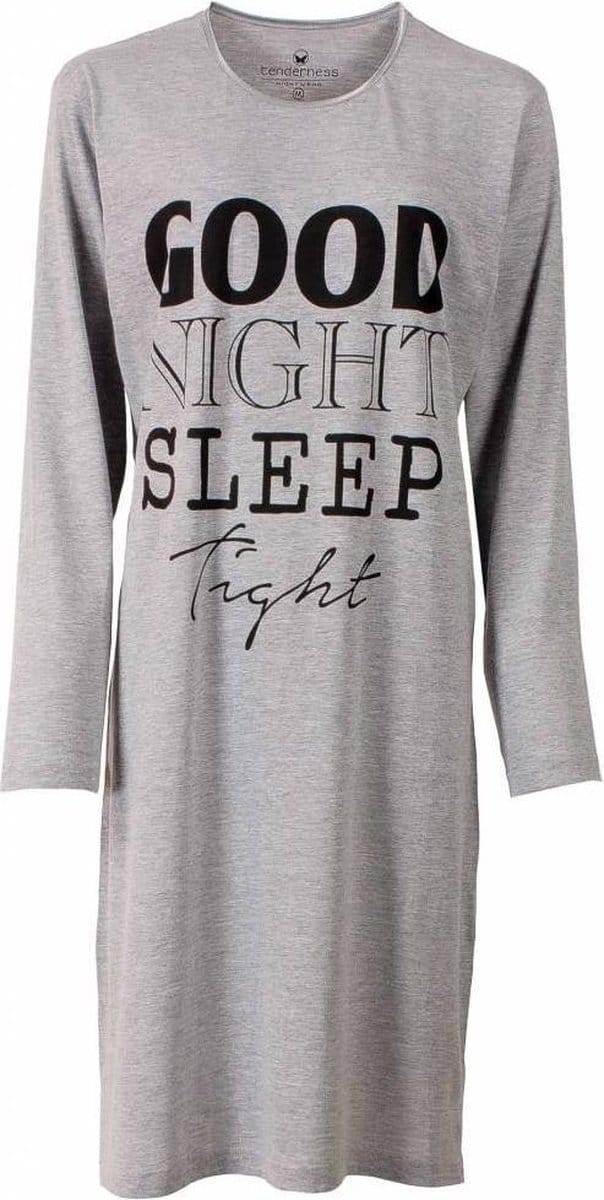 Tenderness Dames Nachthemd - 100% Katoen - Licht Grijs - Maat XL