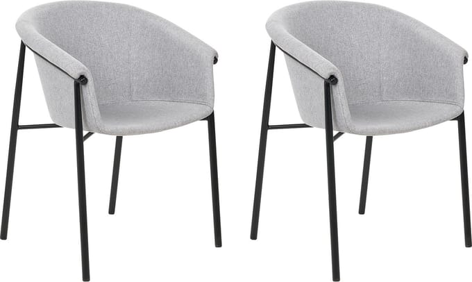 AMES - Eetkamerstoel set van 2 - Lichtgrijs - Polyester