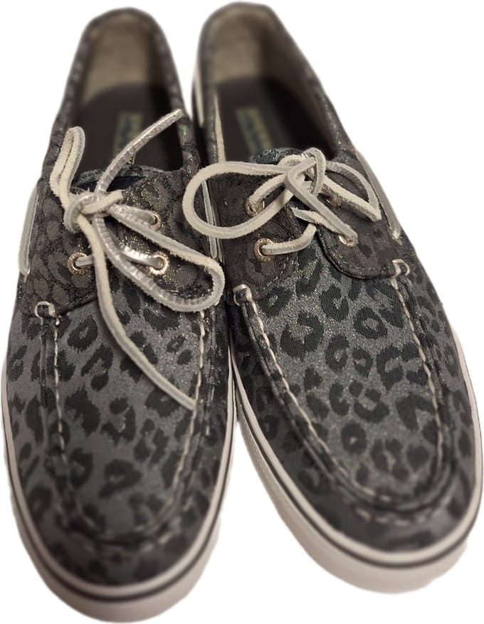SPERRY- BOOTSHOES-CANVAS-BLACK LEOPARD-SIZE 39.5