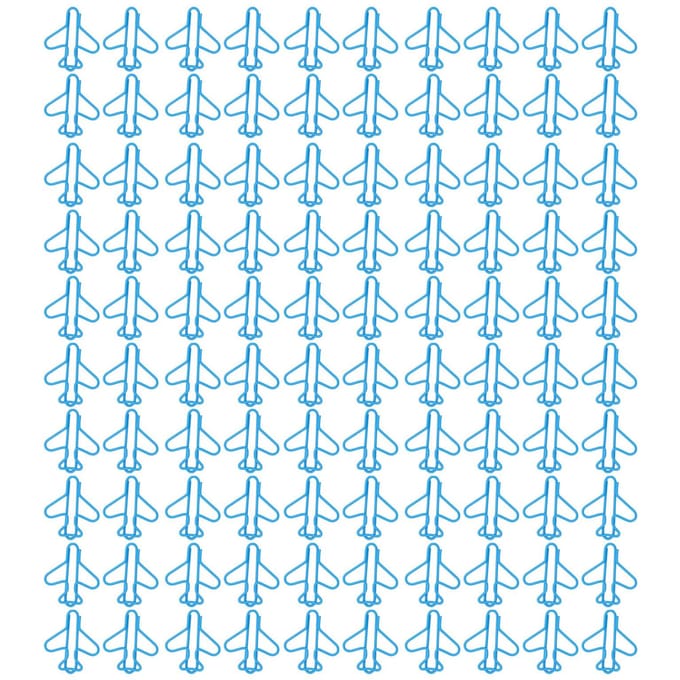 100 Stuks Leuke Paperclips Vliegtuigvorm Ontwerp Bedraad Heldere Kleur Chique Paperclips voor Scrapbook blue