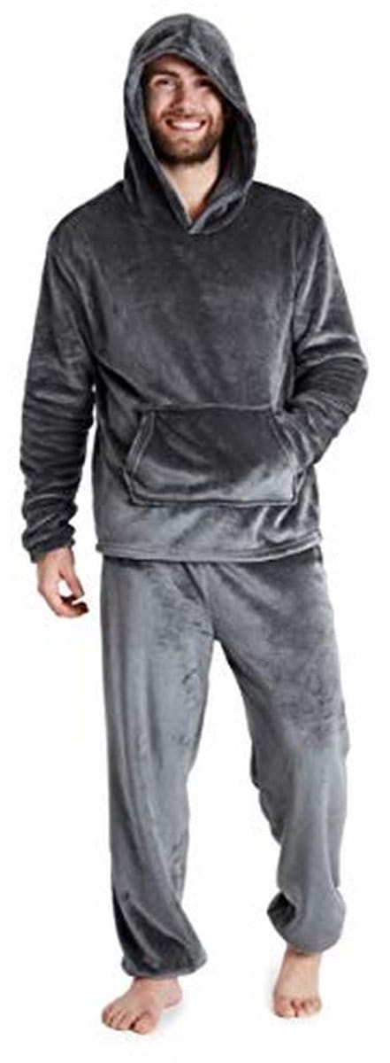 Warme Fleece Pyjama Set voor Heren met Hoody