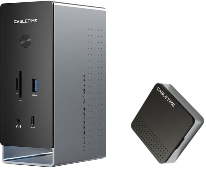 Cabletime - 10Gbps - USB C - 16 in 1 Docking Station - 3 externe beeldschermen - SSD behuizing