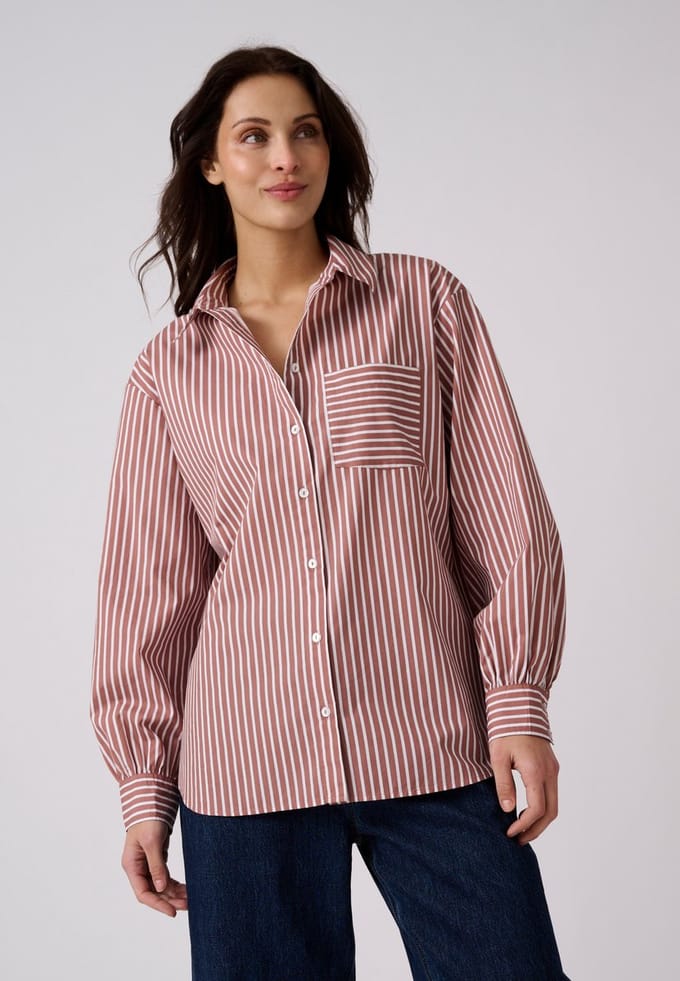 Damart - Gestreept overhemd - Dames - Roze - 50
