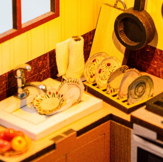 Grootmoeders keuken - 3D Puzzel met Handleiding - DIY - Miniatuur Modelbouw Hout Kinderen en Volwassenen - Houten bouwpakket - Assemblr