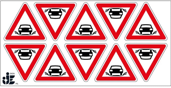 Aquaplaning wateroverlast sticker | 5 cm - 10 stuks per vel